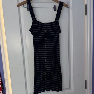 Navy Striped Button-Down Dress